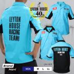 LEYTON HOUSE メンズ 40周年記念 限定 レーシング 半袖 ピットシャツ F1 ワークス 伝説 バブル ピットシャツ レイトンブルー ブラック レイトンハウス
