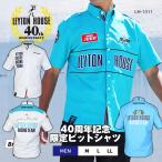 LEYTON HOUSE メンズ 40周年記念 限定 レーシングチーム 半袖 ピットシャツ F1 ホワイト レイトンブルー 豪華 刺繍 レイトンハウス 紳士 男性 爆買