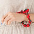 ポーランド フォークアート柄 布包みブレスレット レッド