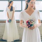 ウェディングドレス白 パーティードレス セクシーV襟 演奏会 花嫁ロングドレス 簡約 長袖 結婚式 二次会 エレガント お呼ばれ 挙式hs5256