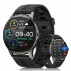 スマートウォッチ iPhone対応 通話機能対応, 丸形 円型 Bluetooth5.2 smart watch, 着信通知 110種類運動モ