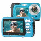 防水デジカメ4Ｋ水中カメラ3.5m防水カメラ 48MP オートフォーカス IPS デュアルスクリーン(3インチ/