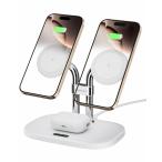iPhone 16 15に対応ワイヤレス充電器、SwanScout 706M、デュアル mag-safe 充電器 iPhone 16/15/14/13/12シリーズ