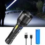 懐中電灯 強力 軍用 最強 5000mAh ハンディライト Type-C USB充電式 LED 白&赤色灯 COB作業灯 IPX6防水 高
