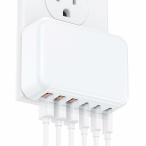 合計100W USB C 充電器 PD USB-C + QC USB A スマ木充電器 タイプc 充電器 6 ポート急速充電器 iPhone 充電器