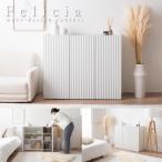 波型 キャビネット 幅95cm ホワイト 3枚扉 大容量収納 可動棚 奥行35 リビング収納 海外インテリア モダン家具