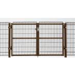 両開き門扉高60cm (W1930×H600)スチールメッシュフェンス自由支柱タイプ 枠アルミ製