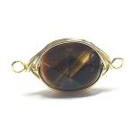 Yahoo! Yahoo!ショッピング(ヤフー ショッピング)【1個】1点もの！タイガーズアイTiger's Eye 約19mm両カンゴールドチャーム、パーツ