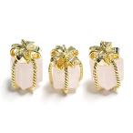 【1個】１点もの〜ローズクオーツ（Rosequartz）JEWEL ボックスゴールドチャーム、パーツ