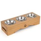 ペットボウル 猫食器 犬食器 猫 ご飯皿 犬猫用フード 水 ボウル 天然竹製スタンド 水入れ フードボウルスタン?
