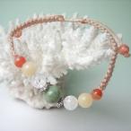 独山玉とアラゴナイトの編み紐ブレスレット