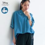  туника короткий рукав Skipper туника tops женский женщина Skipper воротник мягкий Silhouette Disney Disney герой вышивка модный 