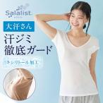 ショッピング冷感 インナー インナー 汗取りインナー レディース 肌着 レディースインナー 汗パッド レディース肌着 サラリスト 綿混 ワイドネック フレンチ袖 大汗さん 接触冷感 吸水速乾