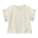 袖フリルメッシュ半袖ガールズTシャツ オフホワイト 80 90 100