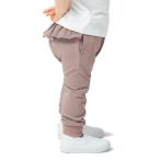 おしりにマチがあるロング丈フリルカエルパンツ ピンクグレージュ 80 90 100