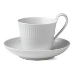 ロイヤル コペンハーゲン　ホワイトフルーテッド　ハイハンドル カップ＆ソーサー　240ml