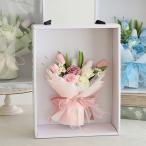 ボックスバッグソープフラワーブーケ 結婚祝い 誕生日祝い 卒業祝い 卒園祝い 発表会 メッセージカード無料