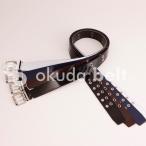 ベルト メンズ 40ミリ エナメル スタッズ  ダブルピン 選べる エナメル スムースレザー 2ピン 男女兼用 自社生産 日本製 おしゃれ ワンコインでお届け