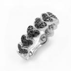 ブラックダイヤ ハート パヴェ エタニティ リング PT900 K18 K10対応 誕生石 4月