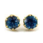 6mm ロンドン ブルートパーズ レース アンティーク ピアス 誕生石 11月 PT900 K18 K10対応