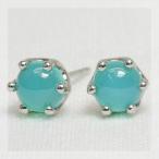 5ミリ シーブルーカルセドニー　ピアス　PT900 K18 K10対応