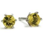 3.0ミリイエローベリルスタッドピアス　 PT900 K18 K10対応