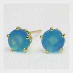 5ｍｍ シーブルーカルセドニー レースワーク ピアス PT900 K18 K10対応　
