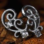 ローズカットダイヤ アラベスクデザイン ピアス 誕生石 4月 PT900 K18 K10対応