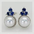 アコヤパール ブルーサファイア ヒロイン”ピアス ※こちらのピアスは1 誕生石 6月 9月 PT900 K18 K10対応