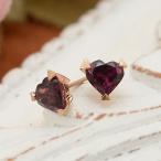 6mm ロードライトガーネット ハート ピアス トリア 誕生石 1月 PT900 K18 K10対応