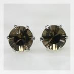 ５ｍｍ スモーキークォーツ コンケーブカット  ティファニーセッティング ピアス PT900 K18 K10対応