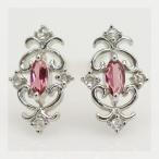 ボルドゥーラ ピンクトルマリン ローズカットダイヤピアス PT900 K18 K10対応 誕生石 4月 10月 春色ピンク