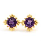 6mm アメシストピアス リリー 誕生石 2月 PT900 K18 K10対応