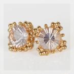 ドキッとするようなインパクト 6mmローズクオーツピアス 春色ピンク PT900 K18 K10対応