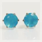 シーブルーカルセドニー 6ミリ ピアス K18 おしゃれ ファッション 女性 記念日 ギフト プレゼント PT900 K18 K10対応
