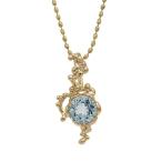 アクアマリンペンダントトップ ミカエル PT900 K18 K10対応　誕生石 3月