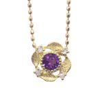 アメシスト ローズカットダイヤ ペンダントトップ カテーナ PT900 K18 K10対応