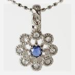 サンエンタープライズ社 ローズカットブルーサファイアペンダントトップ フェンネル 誕生石 9月 PT900 K18 K10対応