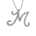 ダイヤモンドイニシャルペンダントトップ Ｍ” 誕生石 4月 PT900 K18 K10対応