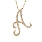 ダイヤモンド イニシャル ペンダントトップ Ａ  誕生石 4月 PT900 K18 K10対応