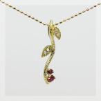 ルビー チェリー”リーフラインペンダントトップ 誕生石 7月 PT900 K18 K10対応