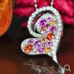 グリッターハート サファイア ペンダントトップ  PT900 K18 K10対応 誕生石 9月 春色ピンク