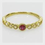 ルビー ローズカットダイヤモンド アンティーク リング 誕生石 4月 7月 PT900 K18 K10対応