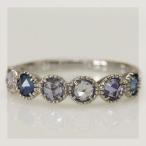 ローズカットブルーサファイアアンティークリング 誕生石 9月 PT900 K18 K10対応