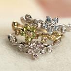 スプリング フラワー トップカラーモルガナイトリングアクアマリンリングペリドットリング PT900 K18 K10対応 春色ピンク