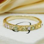 ファンシーカラーダイヤストレートリング スペシャリー PT900 K18 K10対応　誕生石 4月