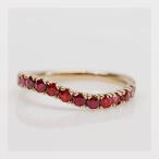 再販3本 レディッシュサファイア ウェーブラインリング 誕生石 9月 PT900 K18 K10対応