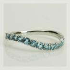 スカイブルートパーズ ウェーブライン リング 誕生石 11月 PT900 K18 K10対応