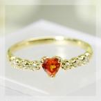 4ミリ スペサタイトガーネットハート&ローズカットダイヤモンドリング PT900 K18 K10対応 誕生石 1月