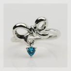 ハートに釘付け ネオントパーズ リボンのピンキーリング 誕生石 11月 PT900 K18 K10対応